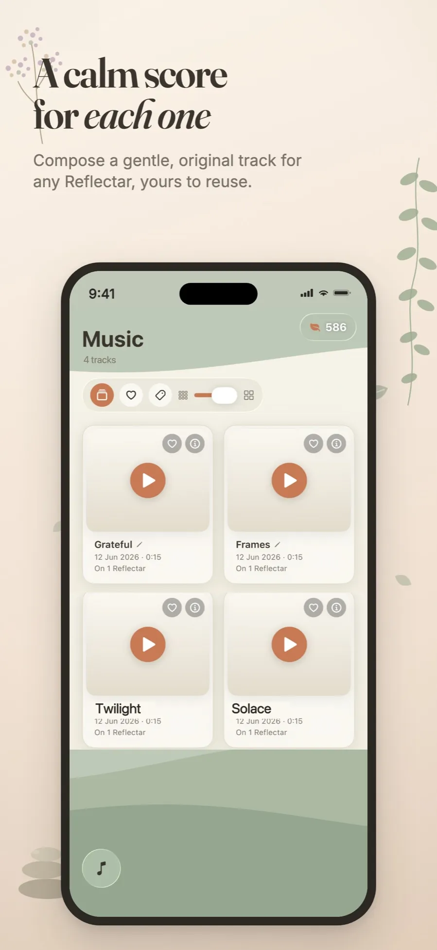Adding gentle music to a Reflectar