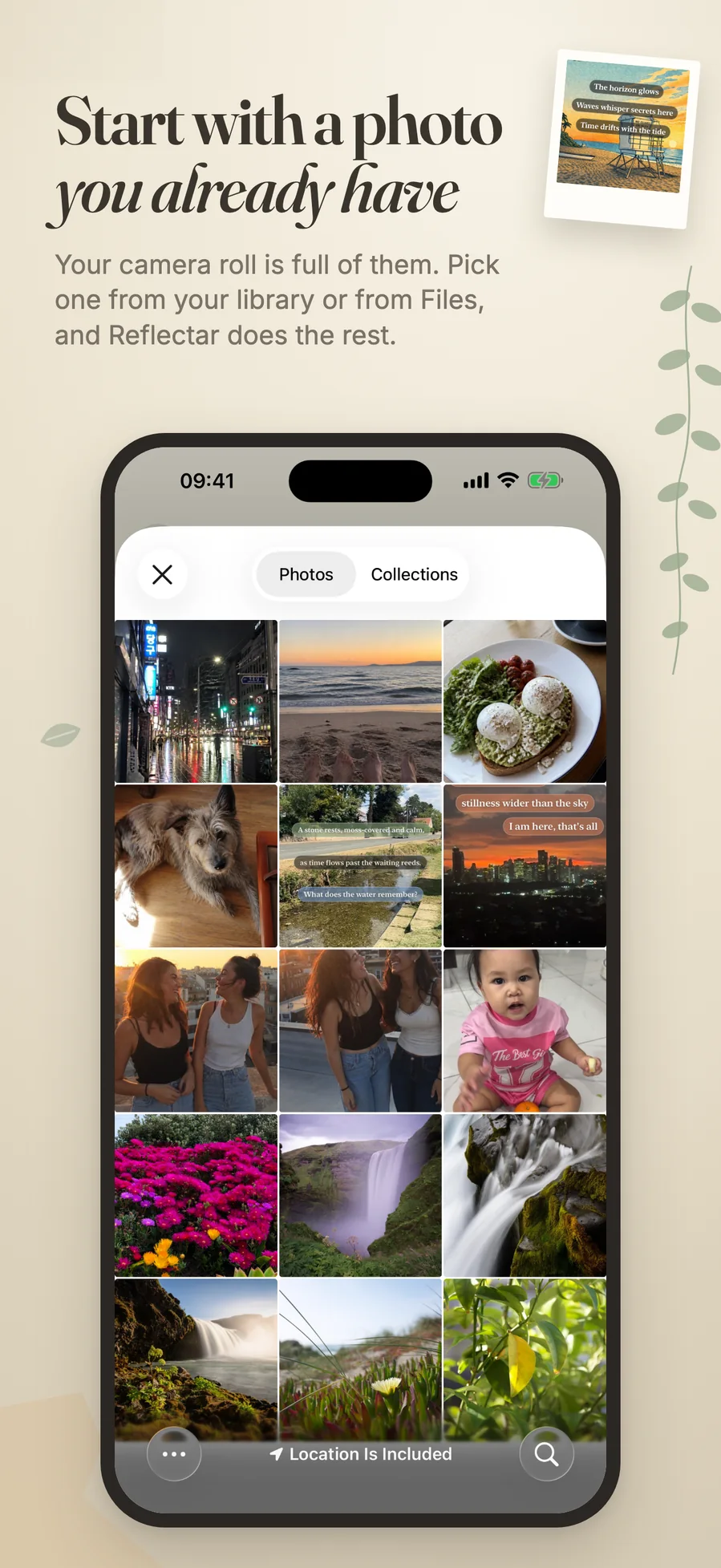 Picking a photo from the camera roll