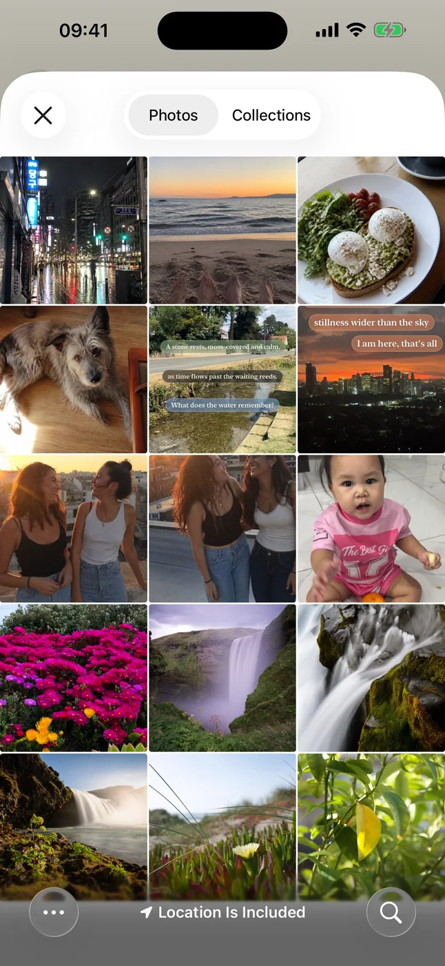 Choosing a photo from the camera roll in Reflectar